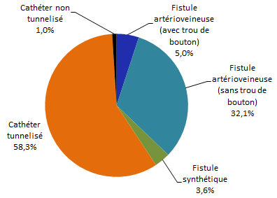 Figure 2 – Répartition des patients-périodes selon le type d’accès vasculaire, Québec, 2016-2017 (%)