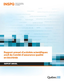 Rapport annuel d’activités scientifiques 2018 du Comité d’assurance qualité en biochimie