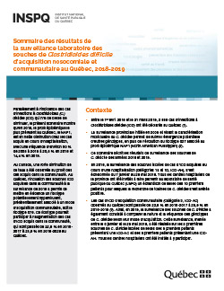 Sommaire des résultats de la surveillance laboratoire des souches de Clostridioides difficile d’acquisition nosocomiale et communautaire au Québec, 2018-2019