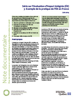Série sur l’évaluation d’impact intégrée (ÉII) : 3- Exemple de la pratique de l’ÉII en France