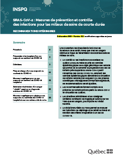COVID-19 : Mesures de prévention et contrôle des infections pour les milieux de soins aigus