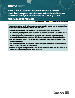SRAS-CoV-2 - Mesures de prévention et contrôle des infections pour les cliniques médicales/cliniques externes/cliniques COVID-19/GMF