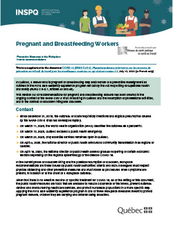 COVID-19: Interim Recommendations on Preventive Workplace Measures for Pregnant and Nursing Workers - Summary