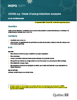 COVID-19 : Choix d’une protection oculaire