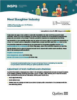 COVID-19: Interim Recommendations for the Meat Slaughter Industry