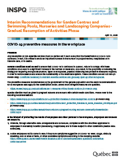 Interim Recommendations for Garden Centres and Swimming Pools, Nurseries and Landscaping Companies - Gradual Resumption of Activities Phase