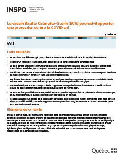 Le vaccin Bacille Calmette-Guérin (BCG) pourrait-il  apporter une protection contre la COVID-19?