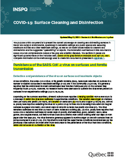 COVID 19: Surface Cleaning and Disinfection
