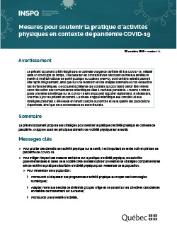Mesures pour soutenir la pratique d’activités physiques en contexte de pandémie COVID-19