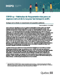 COVID-19 - Habitudes de fréquentation des parcs et espaces verts et de la rue pour les transports actifs